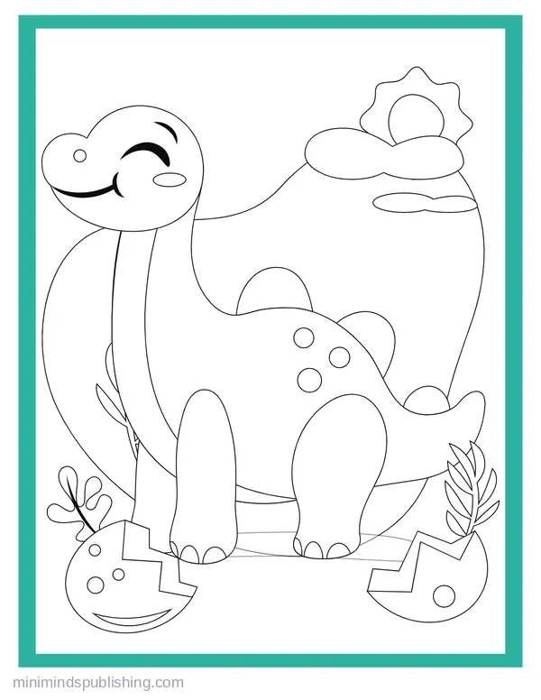 Cute Dinos 11 — free printable cute dinosaurs coloring page
