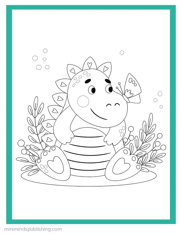 Cute Dinos 12 — free printable cute dinosaurs coloring page