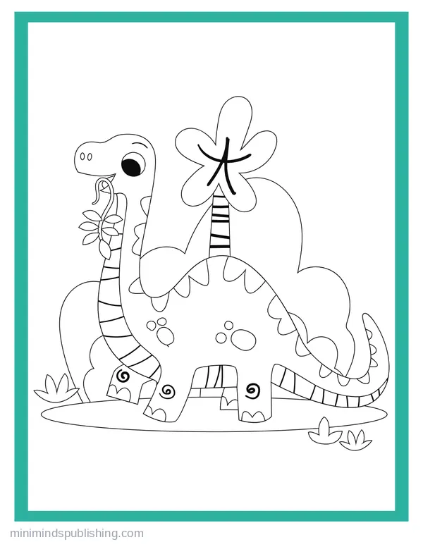 Cute Dinos 13 — free printable cute dinosaurs coloring page