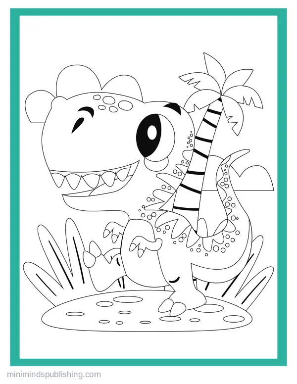 Cute Dinos 14 — free printable cute dinosaurs coloring page