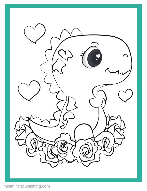 Cute Dinos 19 — free printable cute dinosaurs coloring page