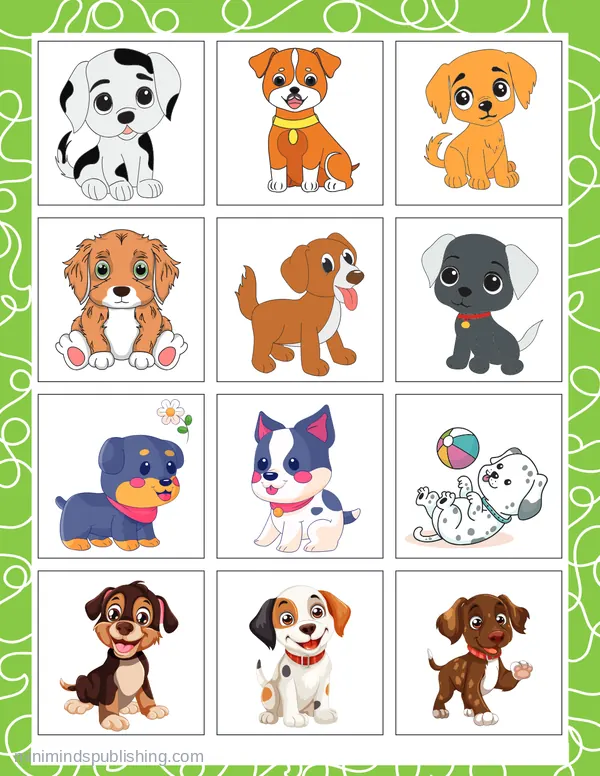 Cute Puppies 3 — free printable cute puppies coloring page
