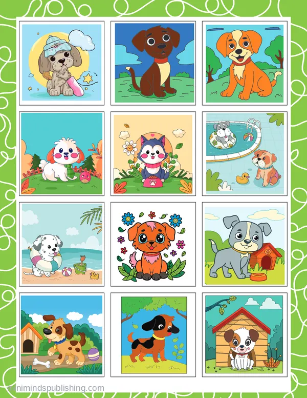 Cute Puppies 4 — free printable cute puppies coloring page