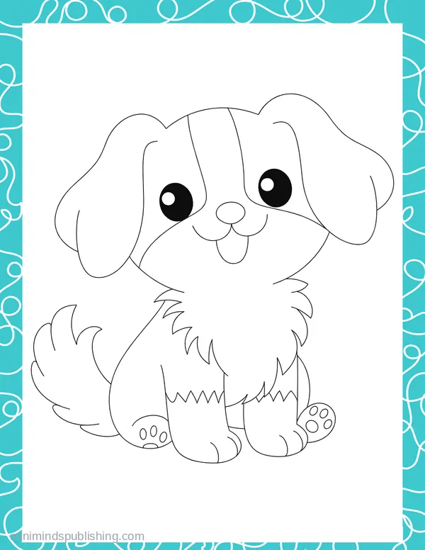 Cute Puppies 5 — free printable cute puppies coloring page