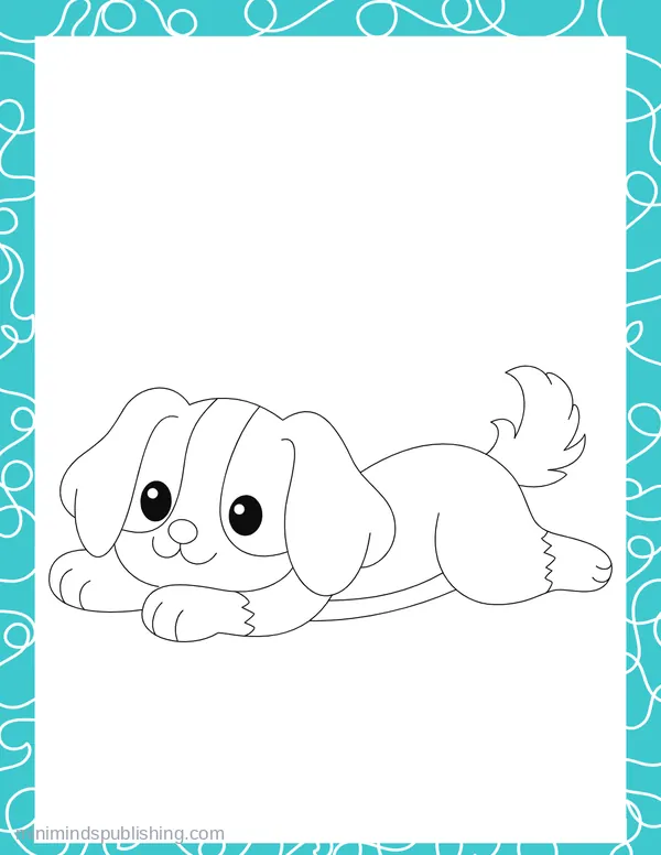 Cute Puppies 6 — free printable cute puppies coloring page