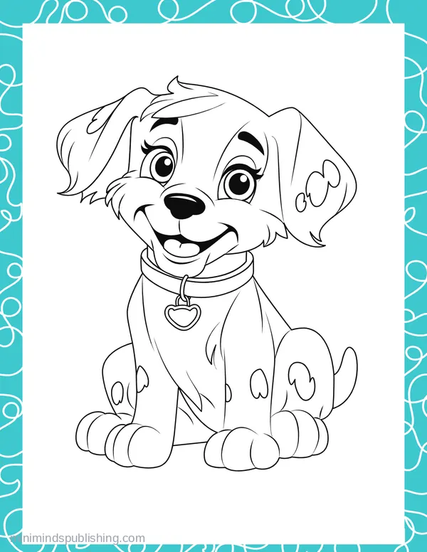 Cute Puppies 7 — free printable cute puppies coloring page