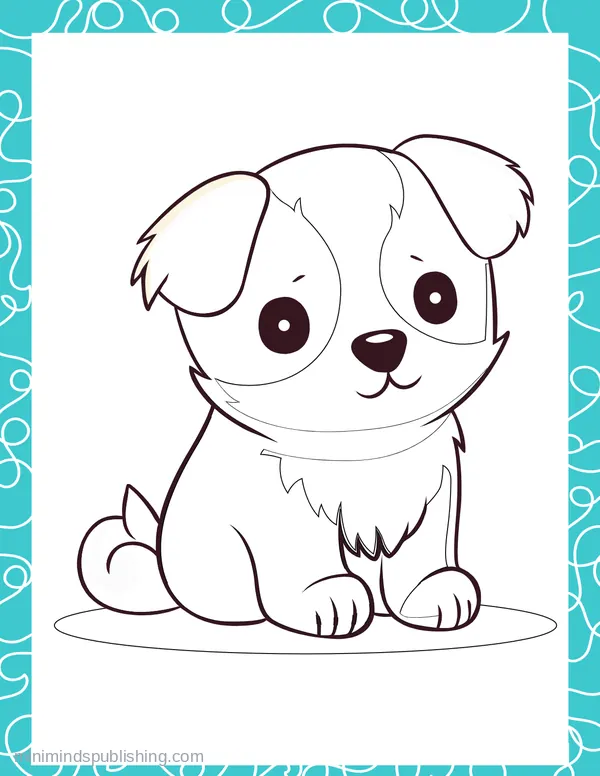 Cute Puppies 20 — free printable cute puppies coloring page