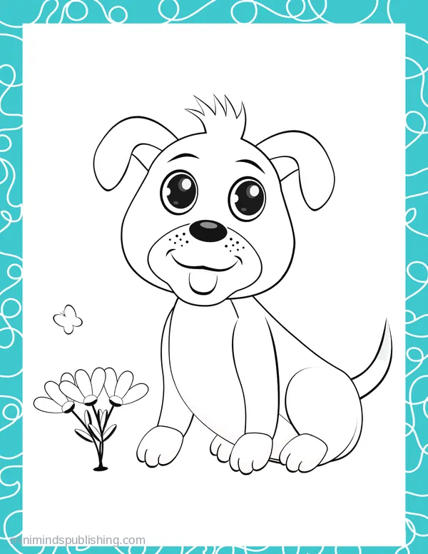 Cute Puppies 21 — free printable cute puppies coloring page
