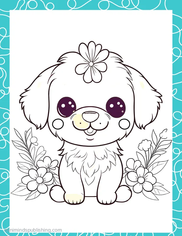 Cute Puppies 24 — free printable cute puppies coloring page