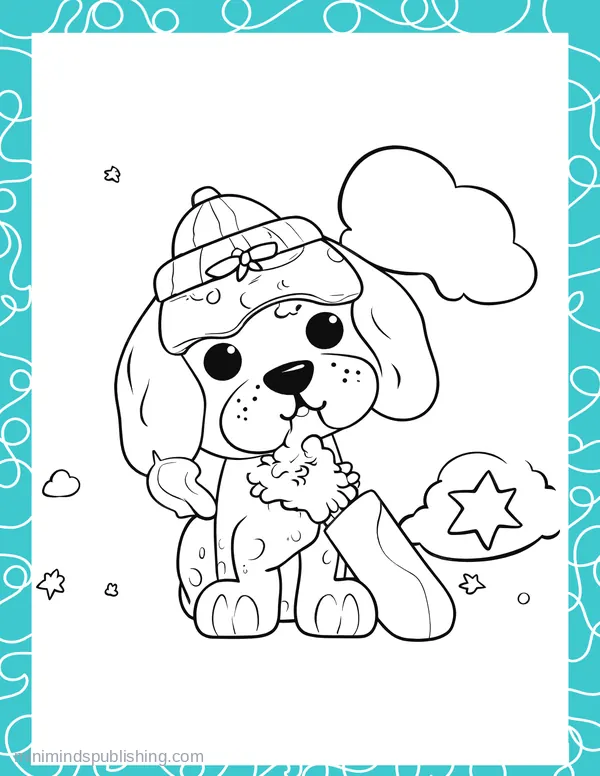 Cute Puppies 41 — free printable cute puppies coloring page