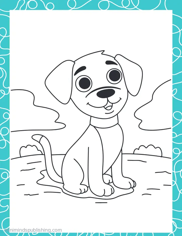 Cute Puppies 42 — free printable cute puppies coloring page