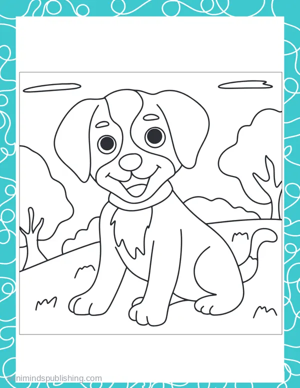 Cute Puppies 43 — free printable cute puppies coloring page