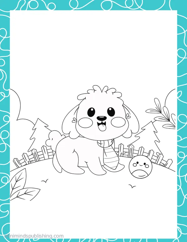 Cute Puppies 44 — free printable cute puppies coloring page