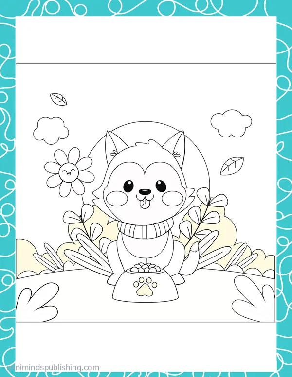 Cute Puppies 45 — free printable cute puppies coloring page