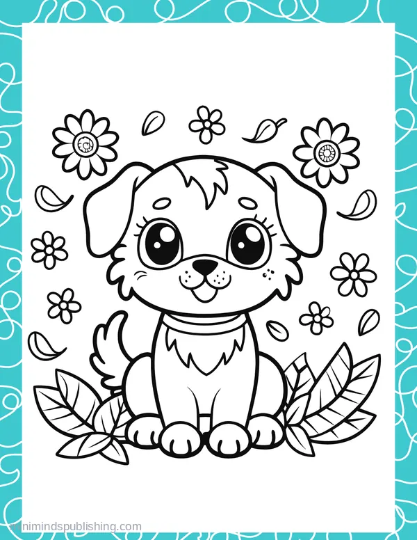 Cute Puppies 48 — free printable cute puppies coloring page