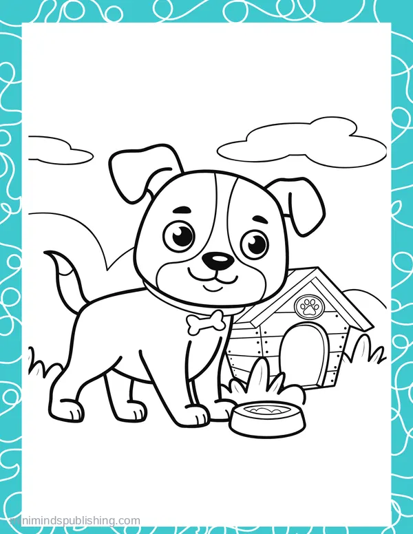 Cute Puppies 49 — free printable cute puppies coloring page