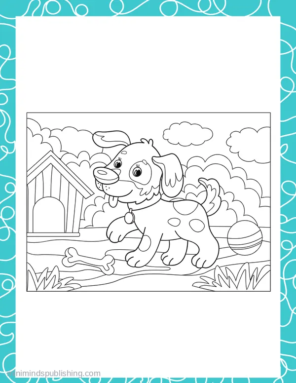 Cute Puppies 50 — free printable cute puppies coloring page
