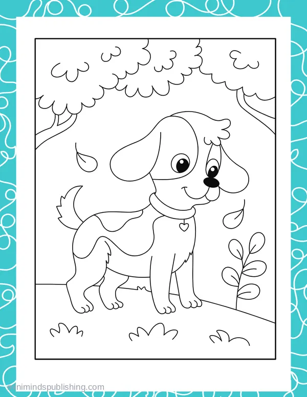 Cute Puppies 51 — free printable cute puppies coloring page