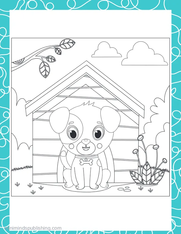 Cute Puppies 52 — free printable cute puppies coloring page