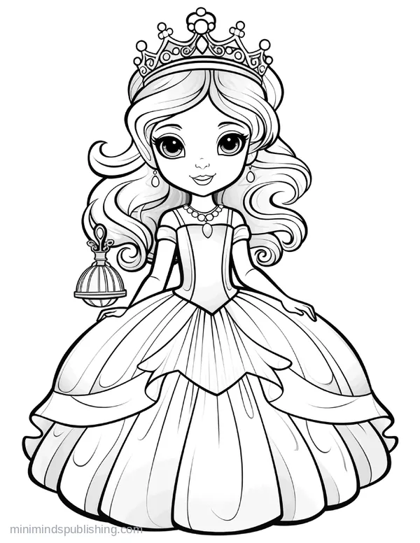 Cute Princess Coloring Page 8 — free printable princesses coloring page