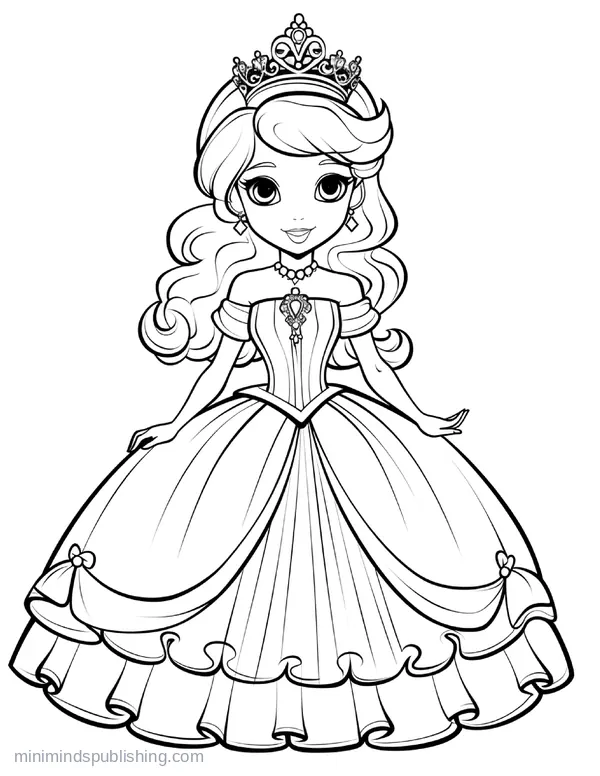 Cute Princess Coloring Page 9 — free printable princesses coloring page