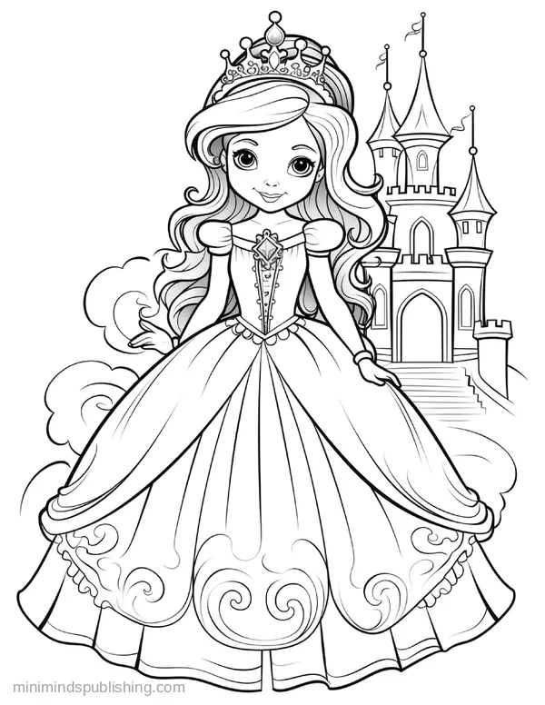 Cute Princess Coloring Page 10 — free printable princesses coloring page