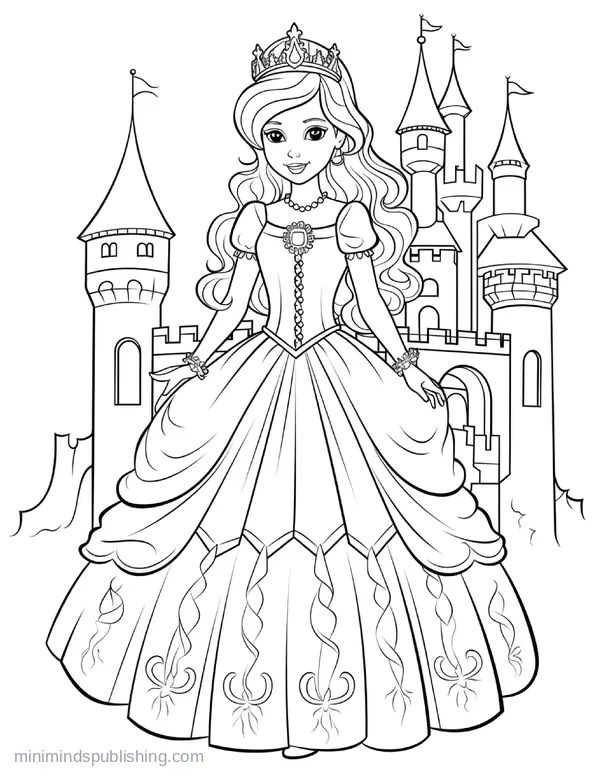 Cute Princess Coloring Page 11 — free printable princesses coloring page
