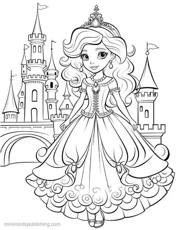 Cute Princess Coloring Page 12 — free printable princesses coloring page