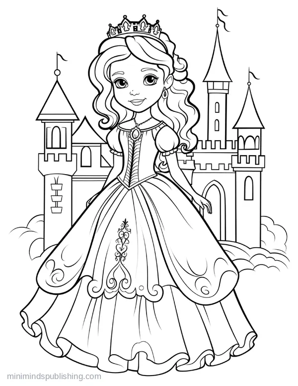 Cute Princess Coloring Page 13 — free printable princesses coloring page