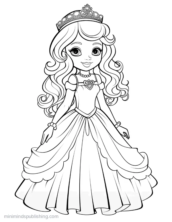 Cute Princess Coloring Page 14 — free printable princesses coloring page