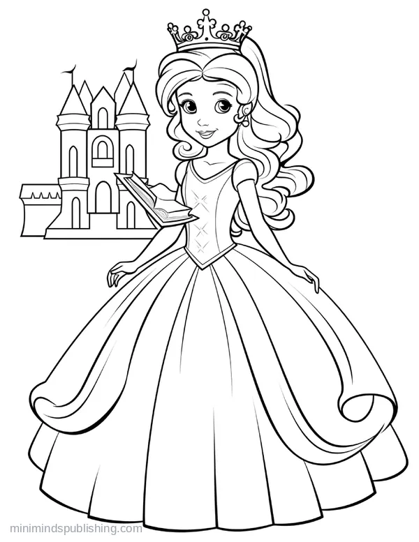 Cute Princess Coloring Page 15 — free printable princesses coloring page