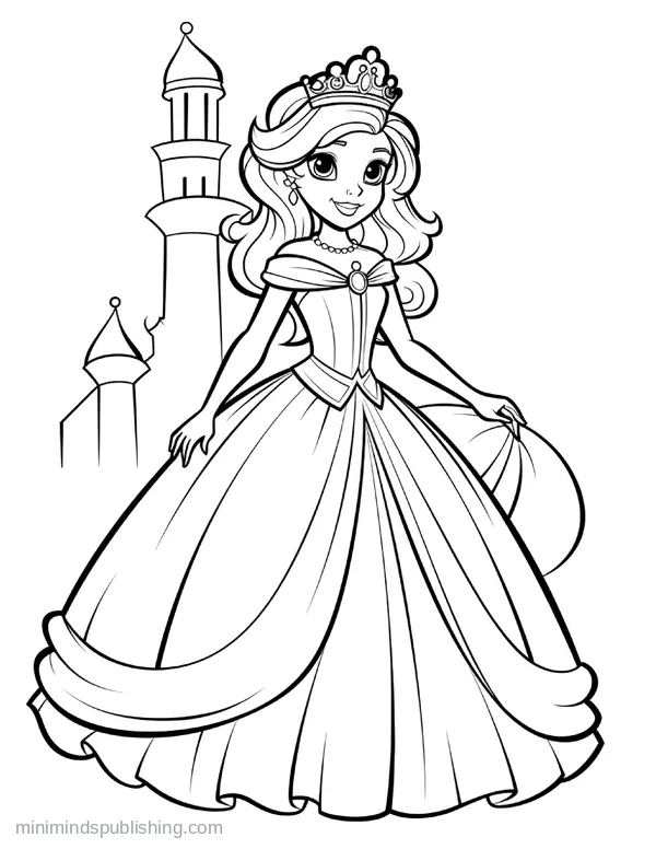 Cute Princess Coloring Page 17 — free printable princesses coloring page