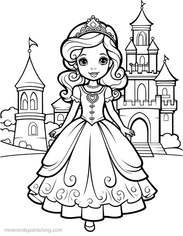 Cute Princess Coloring Page 18 — free printable princesses coloring page
