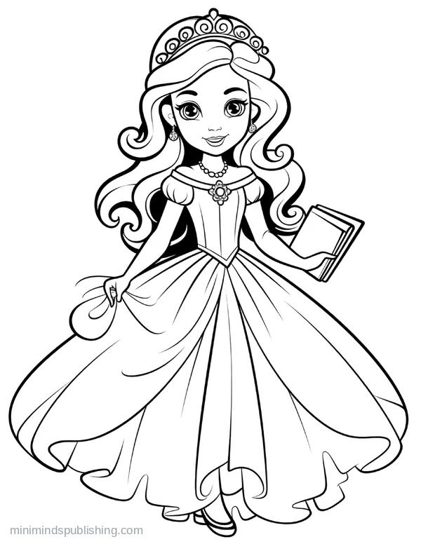 Cute Princess Coloring Page 19 — free printable princesses coloring page