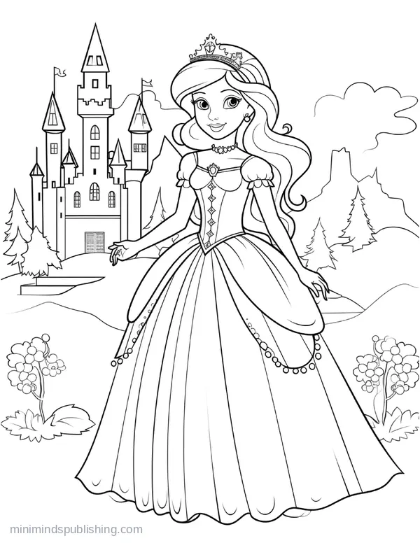 Cute Princess Coloring Page 20 — free printable princesses coloring page