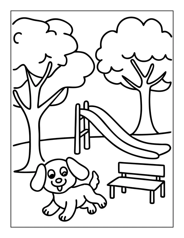 Cute Dogs 13 — free printable cute dogs coloring page