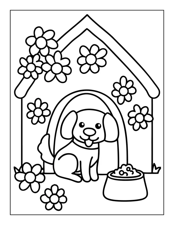 Cute Dogs 19 — free printable cute dogs coloring page