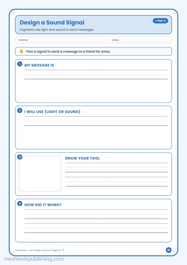 Design a Sound Signal — free printable 1st Grade worksheet
