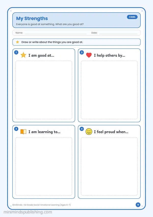 My Strengths — free printable 1st Grade worksheet