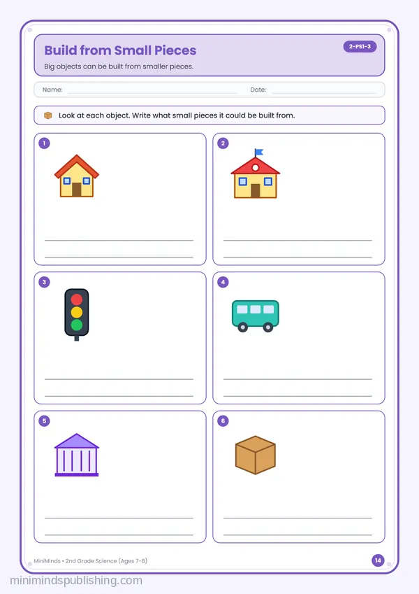 Build from Small Pieces — free printable 2nd Grade worksheet