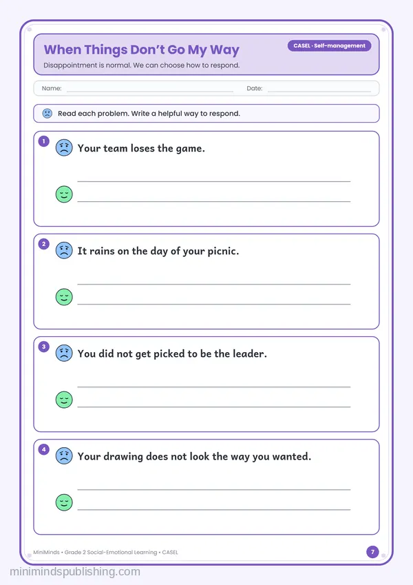 When Things Don’t Go My Way — free printable 2nd Grade worksheet
