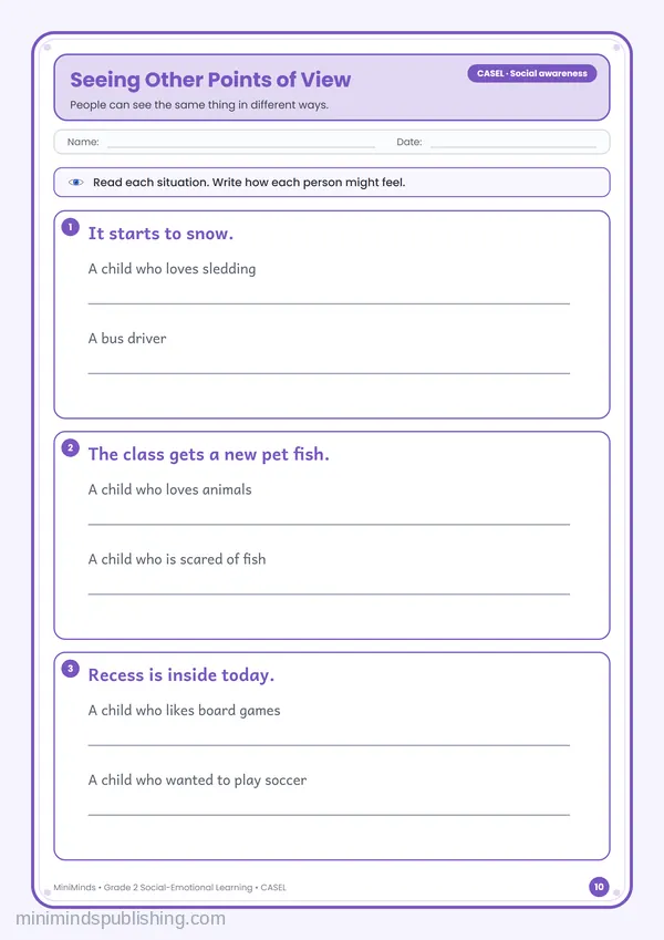Seeing Other Points of View — free printable 2nd Grade worksheet