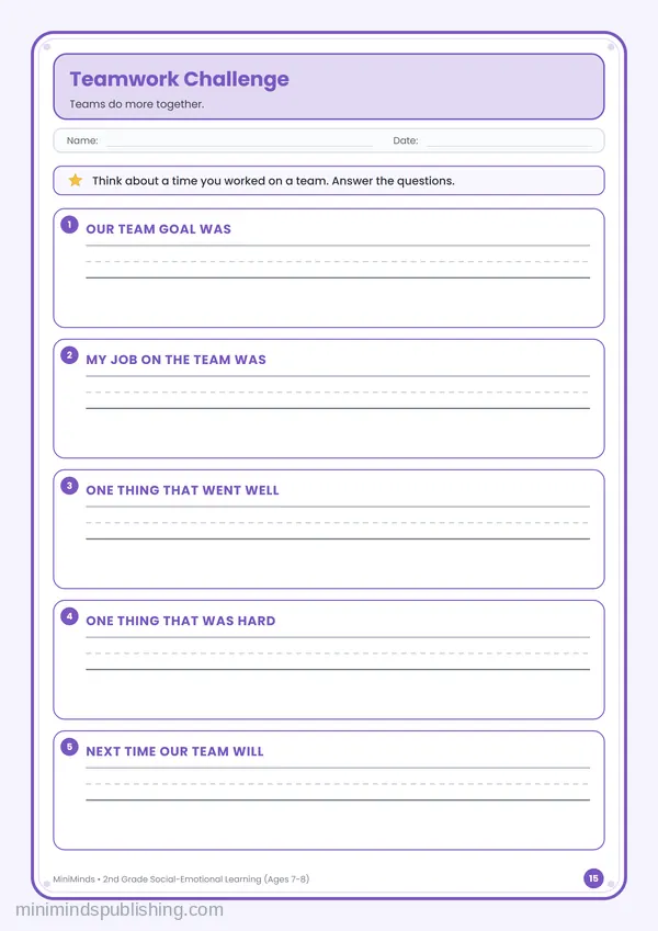 Teamwork Challenge — free printable 2nd Grade worksheet