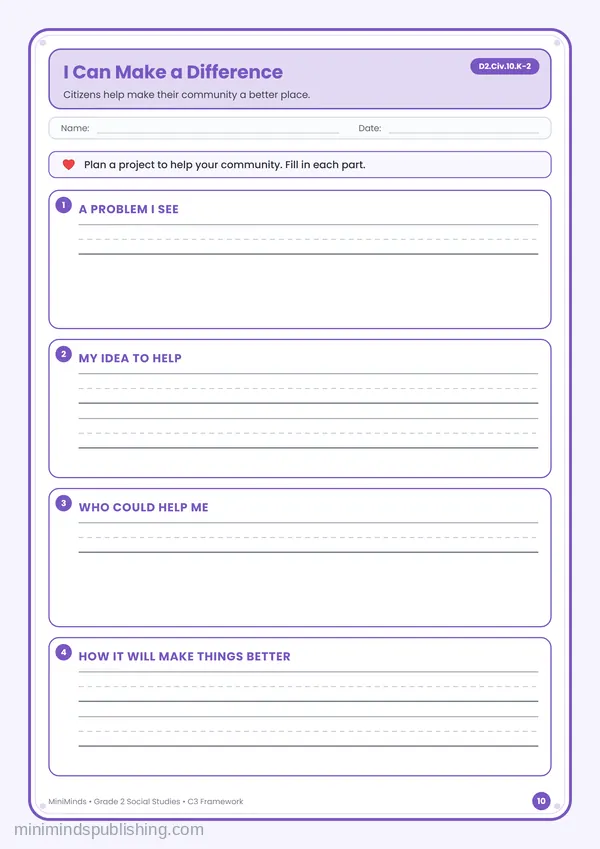 I Can Make a Difference — free printable 2nd Grade worksheet