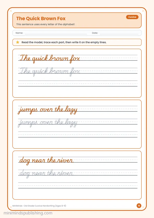 The Quick Brown Fox — free printable 3rd Grade worksheet