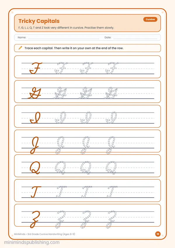 Tricky Capitals — free printable 3rd Grade worksheet
