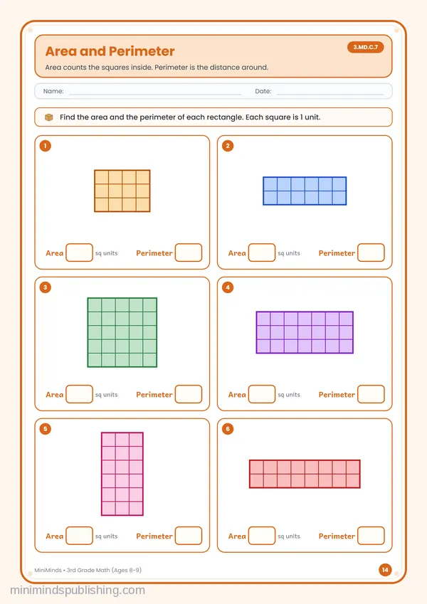 Area and Perimeter — free printable 3rd Grade worksheet