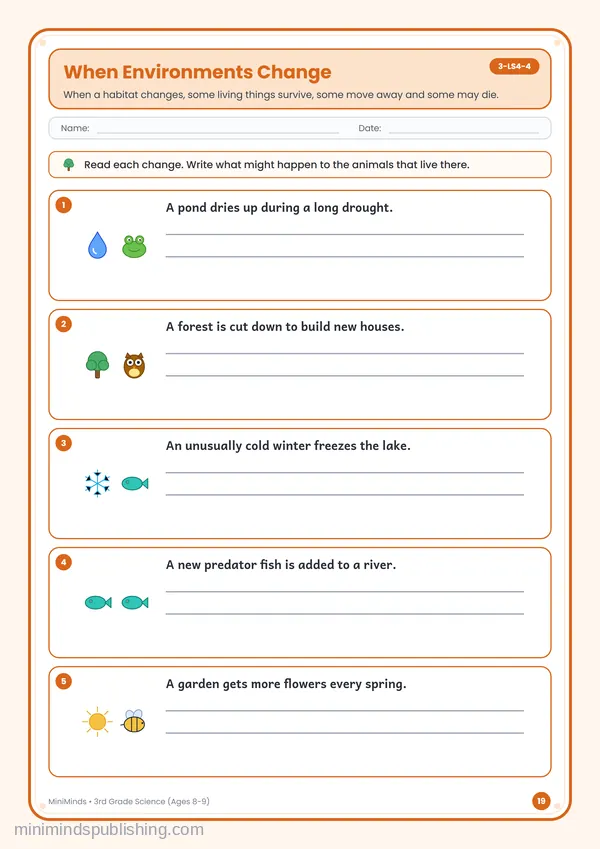 When Environments Change — free printable 3rd Grade worksheet