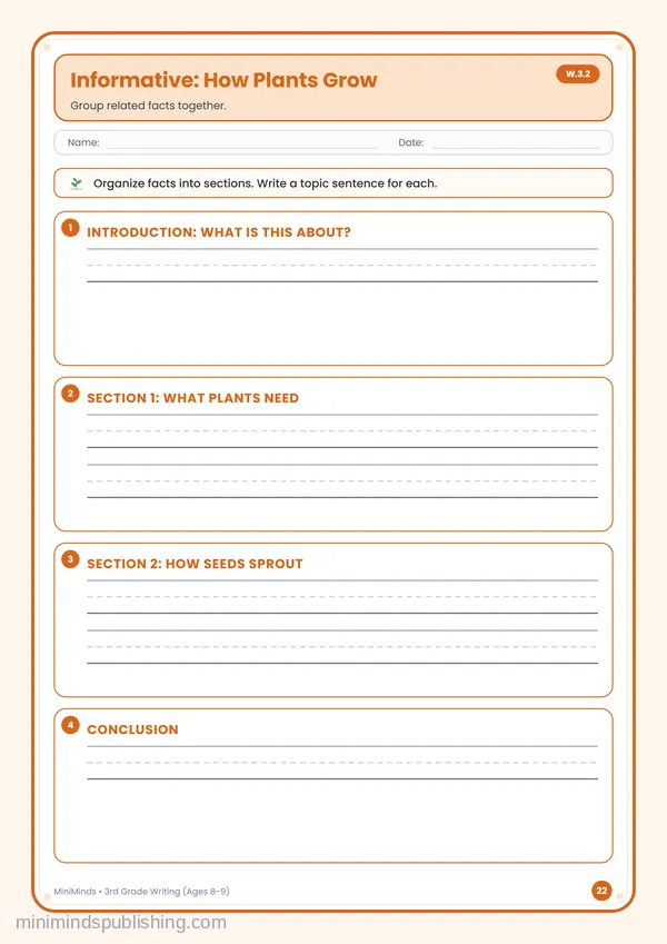 Informative: How Plants Grow — free printable 3rd Grade worksheet
