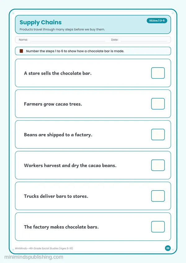 Supply Chains — free printable 4th Grade worksheet